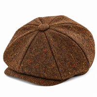 Béret Peaky Blinders marron avec tache  à motif chevrons