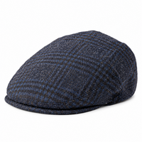 Casquette anglaise homme Alfred bleu marine texturée en laine mélangée