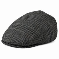 Casquette anglaise homme Alfred gris carreaux en laine mélangée