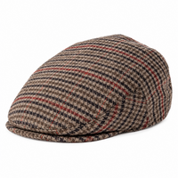 Casquette anglaise homme Alfred marron à carreaux en laine mélangée