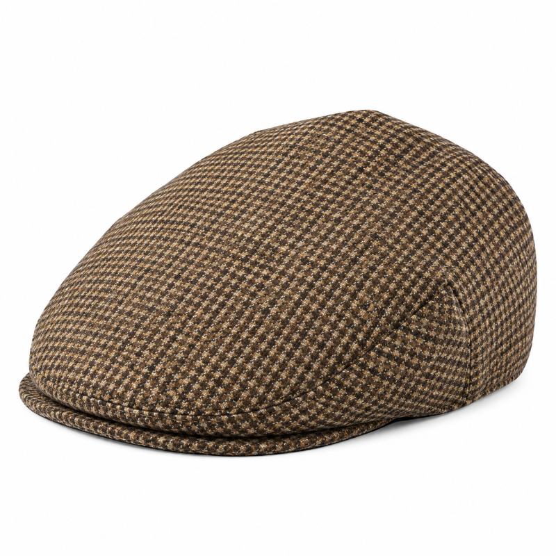 Casquette anglaise homme Alfred marron  texturée en laine mélangée