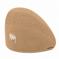 Casquette béret femme en maille ajourée Alix beige
