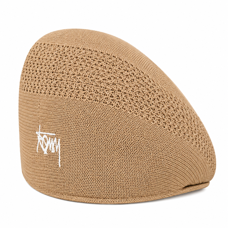 Casquette béret femme en maille ajourée Alix beige