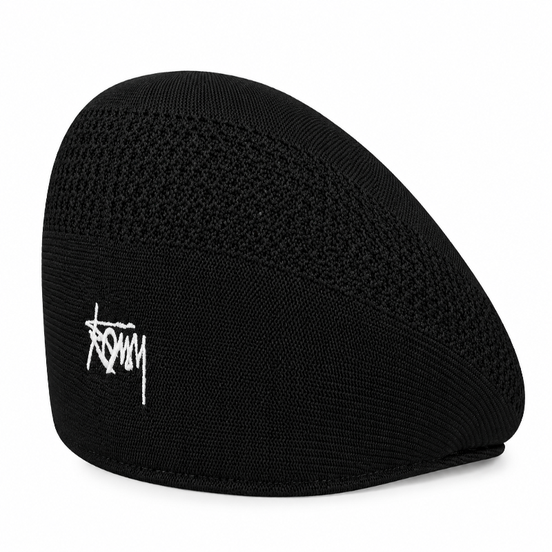 Casquette béret femme en maille ajourée Alix noir