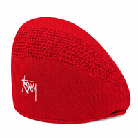 Casquette béret femme en maille ajourée Alix rouge