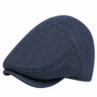 Casquette plate homme bleu à motif chevrons