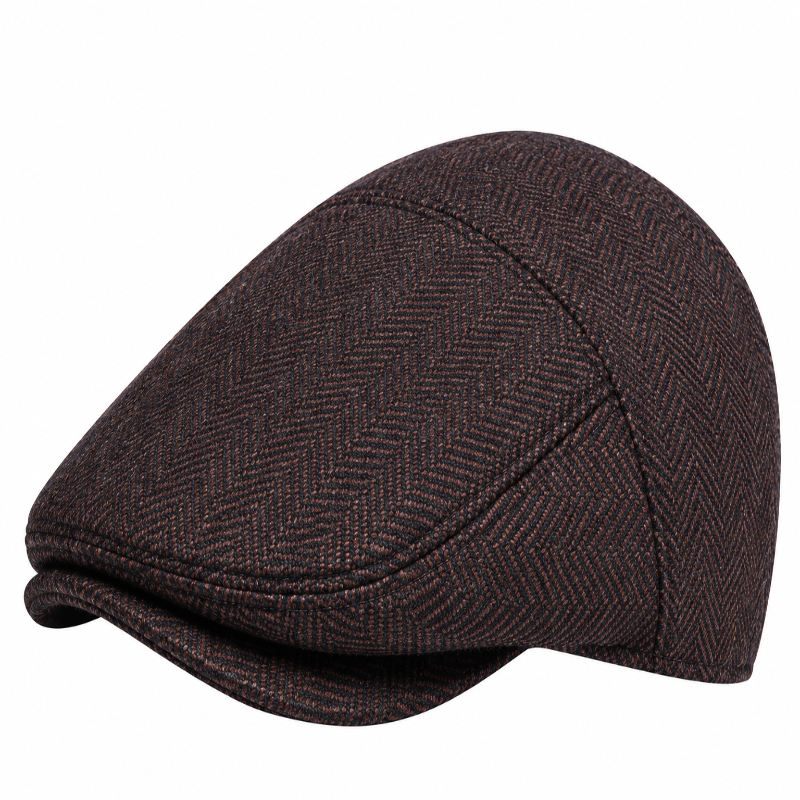 Casquette plate homme bordeaux à motif chevrons