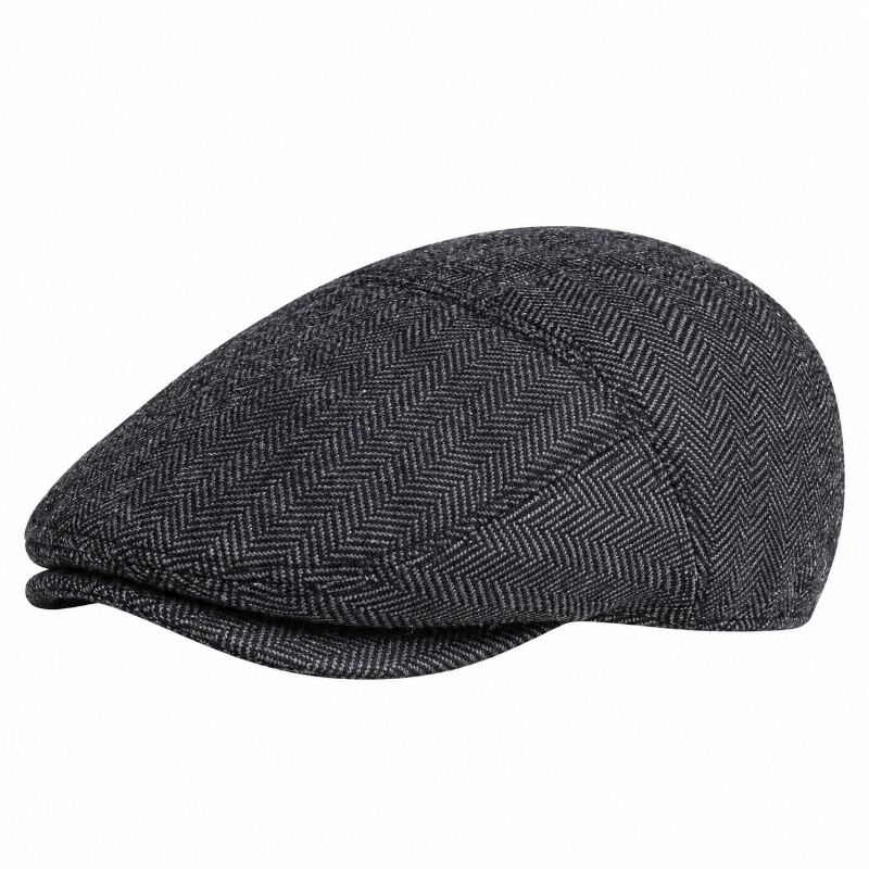 Casquette plate homme gris anthracite à motif chevrons