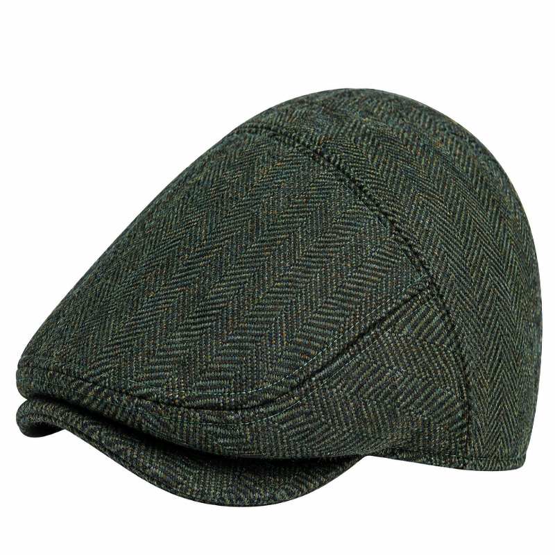 Casquette plate homme vert à motif chevrons
