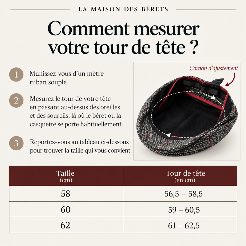 Guide taille pour beret homme informations 
