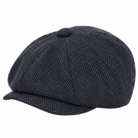 Petit béret enfant bleu à motif chevrons vu de trois quarts