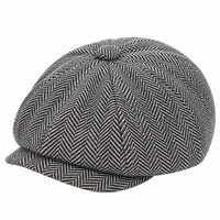 Petit béret enfant gris à motif chevrons vu de trois quarts