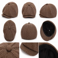 Petit béret enfant marron à motif chevrons vu details